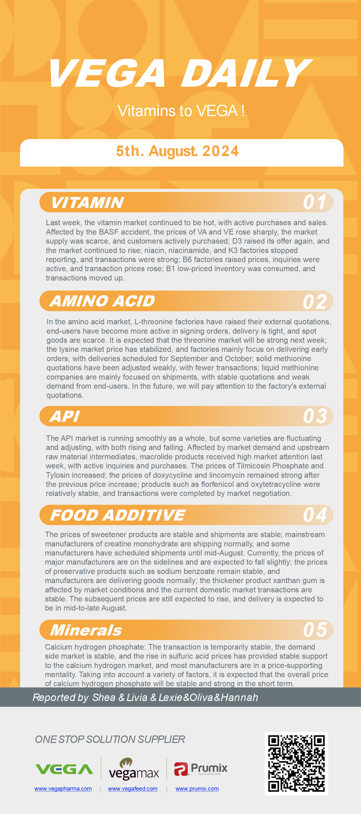 Vega Daily Dated on Aug 5th 2024 Vitamin Amino Acid APl Food Additives.png